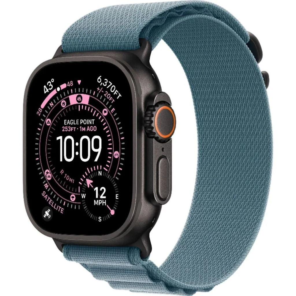 Apple Watch Ultra 3 LTE 49mm Black Tit. Case w. Light Blue Alpine Loop - Large (MF254+MG9M4)