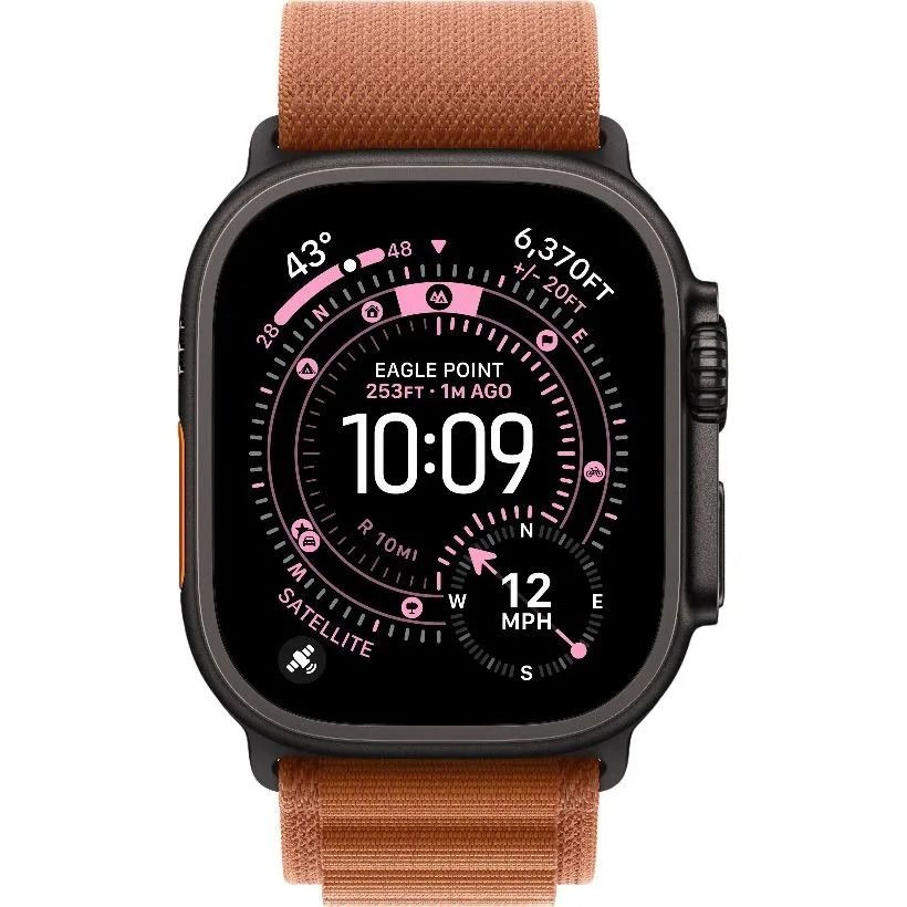 Apple Watch Ultra 3 LTE 49mm Black Tit. Case w. Terra Cotta Alpine Loop - Large (MF254+MG9F4)
