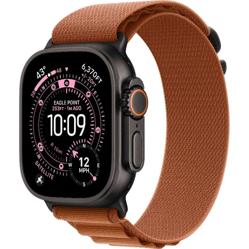 Apple Watch Ultra 3 LTE 49mm Black Tit. Case w. Terra Cotta Alpine Loop - Large (MF254+MG9F4)