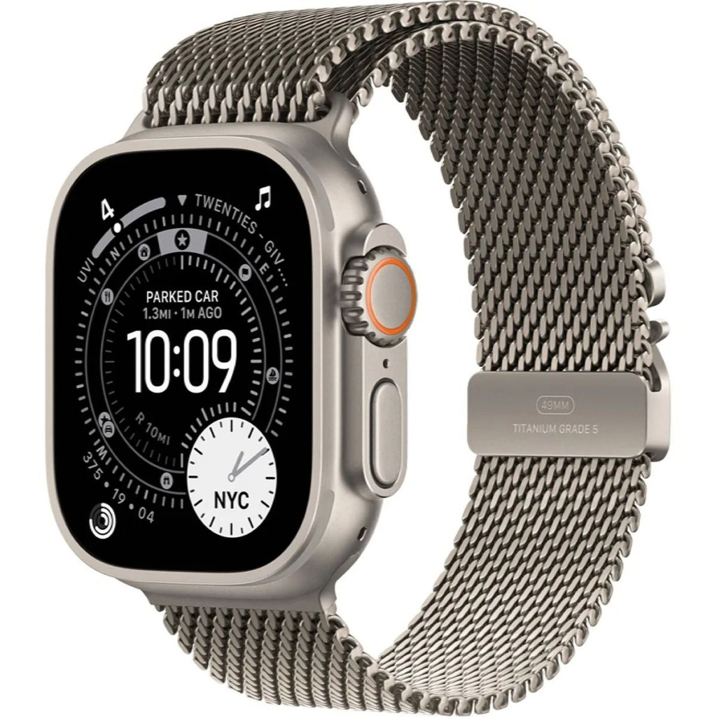 Apple Watch Ultra 3 LTE 49mm Natural Tit. Case w. Natural Tit. Milanese Loop - Small (MEWW4)