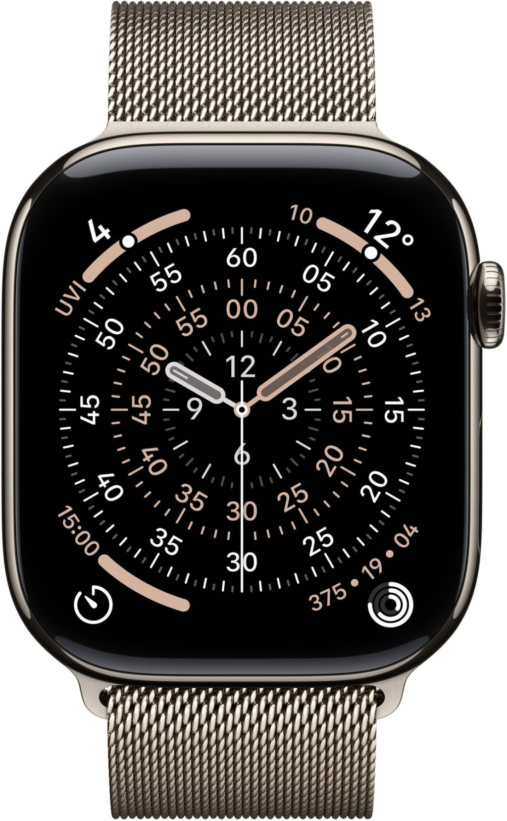 Apple Watch Series 11 GPS + Cellular 46mm Gold Tit. Case w. Gold Milanese Loop - M/L (MFD84)