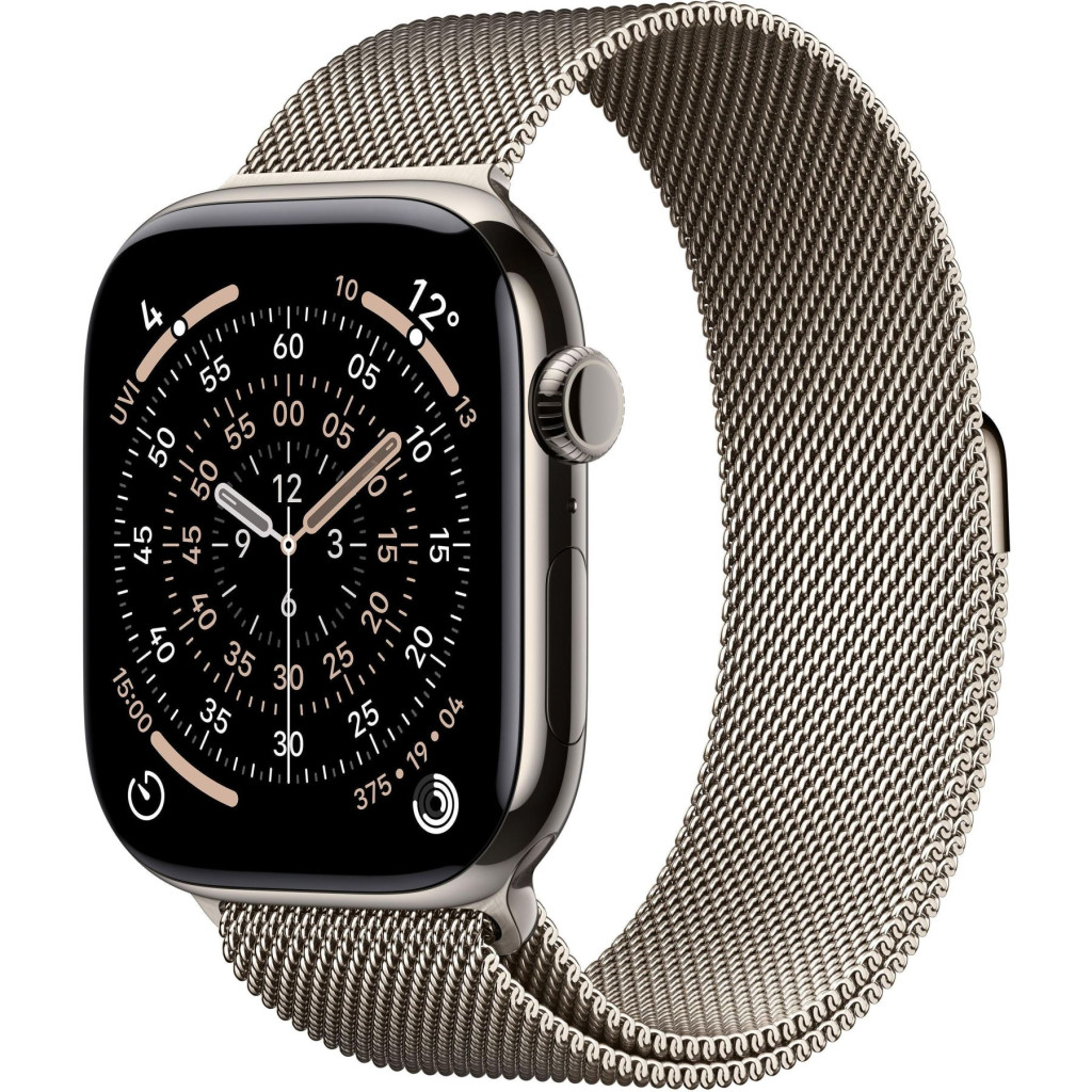 Apple Watch Series 11 GPS + Cellular 46mm Gold Tit. Case w. Gold Milanese Loop - M/L (MFD84)