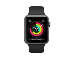 Apple Watch Series 3 (GPS+ Cellular) 38mm Space Gray Aluminium Case w. Black Sport B. Model A1858 (MTF02)