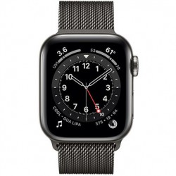 Apple Watch Series 6 LTE 44mm Graphite Stainless Steel Case with Graphite Milanese Loop (M07R3)