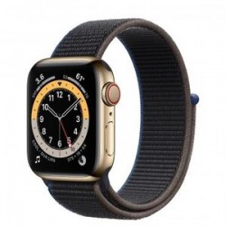Apple Watch Series 6 LTE 40mm Gold Stainless Steel Case with Charcoal Sport Loop (M0D93)