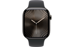 Apple Watch Series 10 LTE 42mm Slate Titanium Case w. Black Sport Band - M/L (MWXH3)