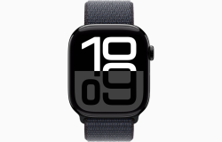 Apple Watch Series 10 GPS 46mm Jet Black Aluminum Case w. Ink Sport Loop (MWWR3)