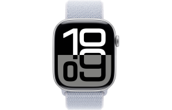 Apple Watch Series 10 GPS 46mm Silver Aluminum Case w. Blue Cloud Sport Loop (MWWN3)